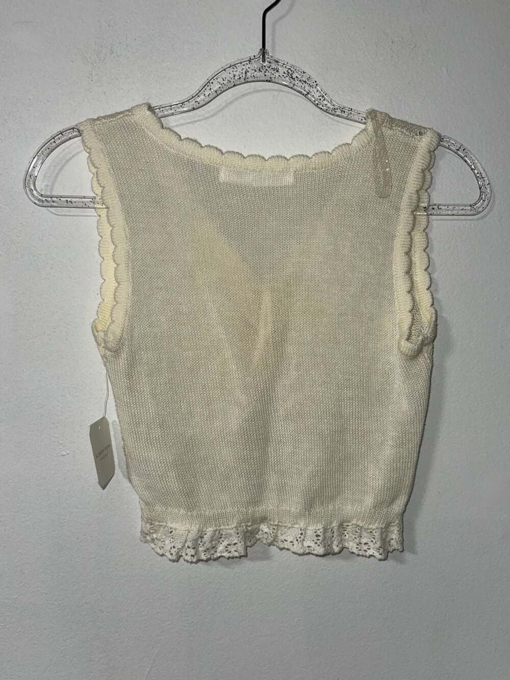 Altar'd State Cream Crochet Lace Tie-Front Sweater Vest XS - Picture 2 of 4